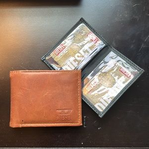 DIESEL Brown Leather Bi-fold Wallet w/ BONUS Cardholder